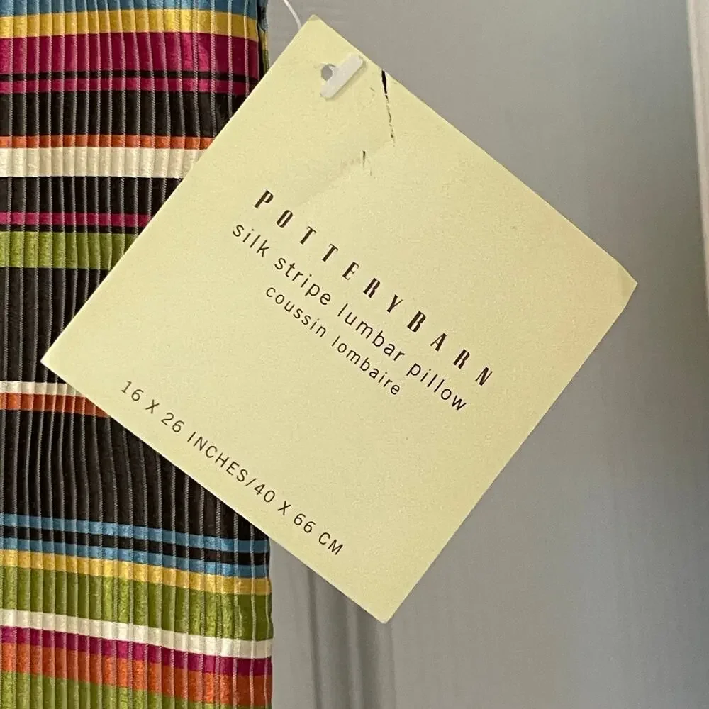 NWT Pottery Barn Silk Stripe Lumbar Pillow Case 16x26